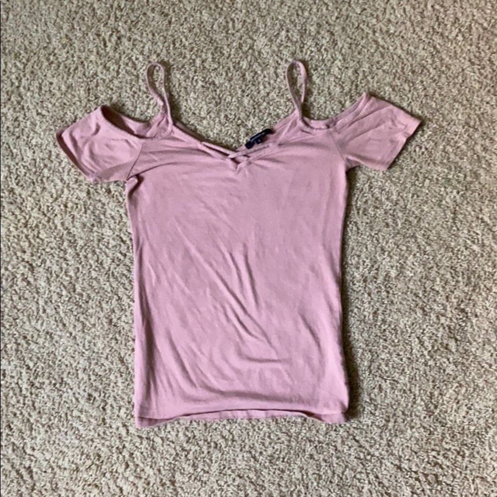 mauve pink cut out shoulder top
